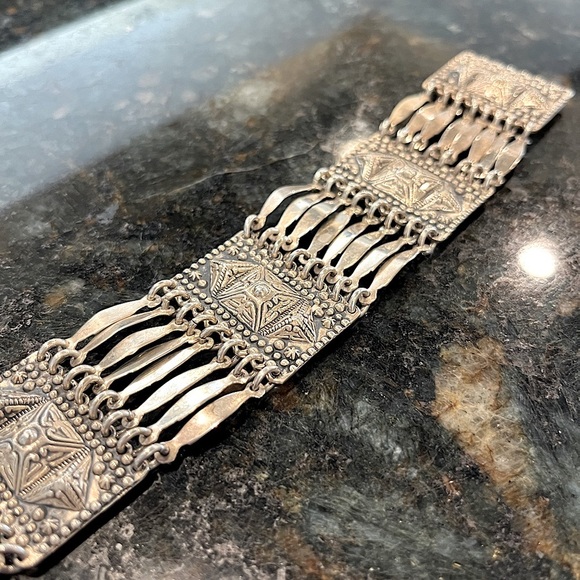 Sterling Silver Lopez Taxco panel bracelet - Picture 4 of 7